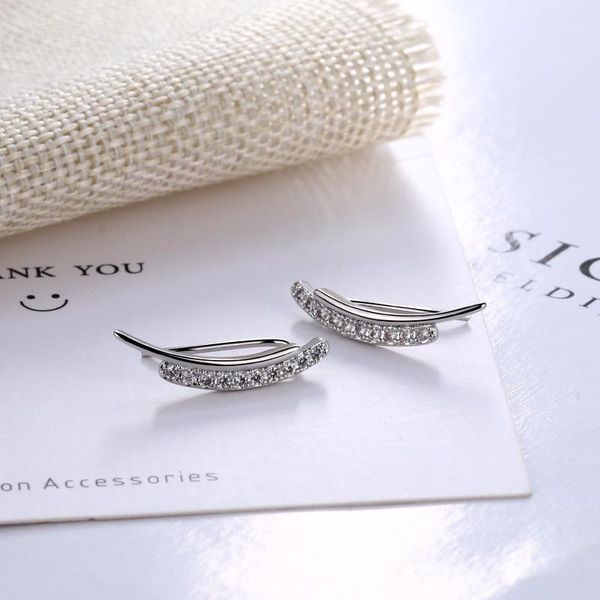

stud a girl' 2021 thin curved bar geometric earrings for women minimalist zircon jewelry girl gift, Golden;silver