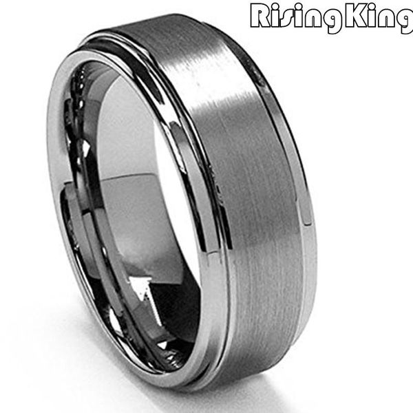

wedding rings mens step side brushed tungsten ring, drop ring, Slivery;golden