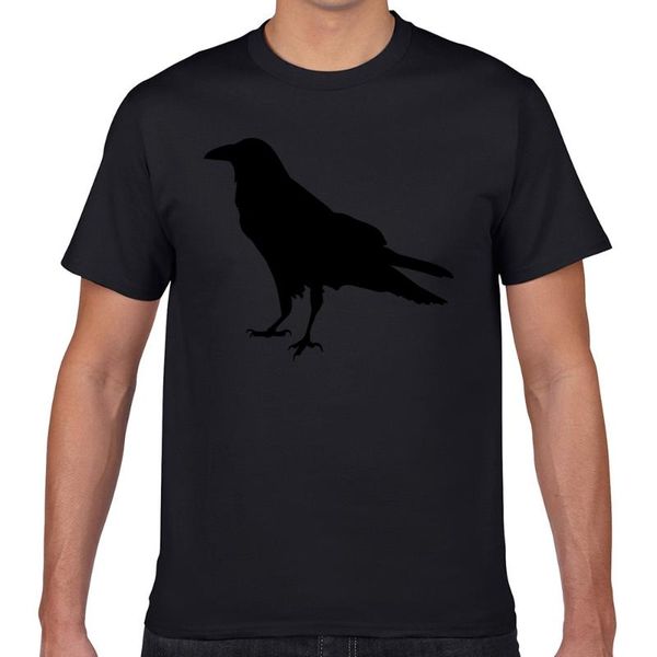 

t shirt men black crow funny harajuku geek print male tshirt xxxl, White;black
