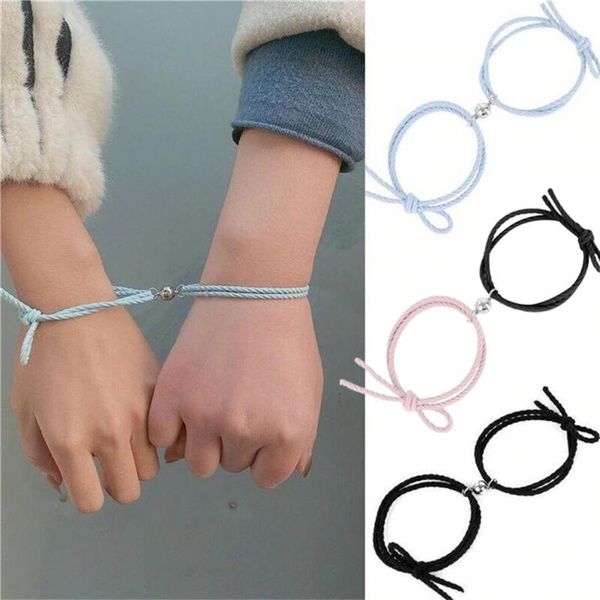 

link, chain simple magnet rubber band bracelet magnetic student good friend friendship hand rope net celebrity girlfriend couple, Black