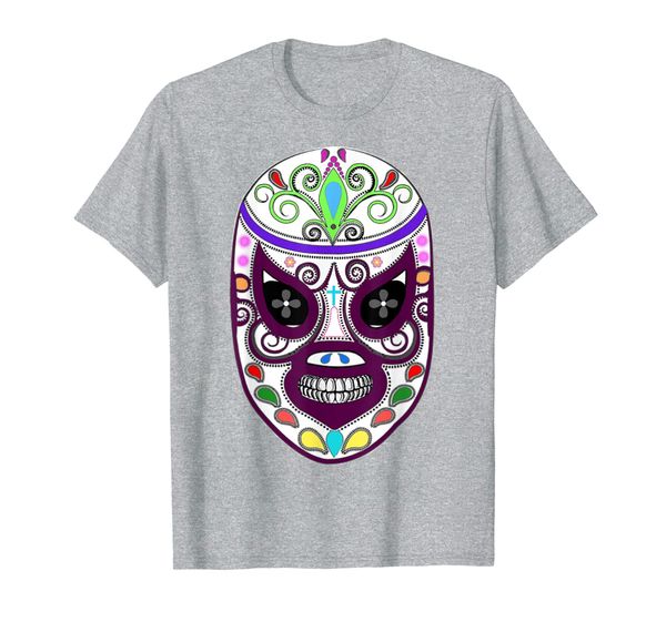 

feel-ink lucha libre el santo dia de muertos colorfult-shirt, White;black