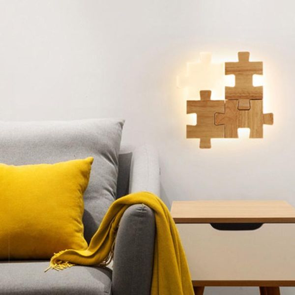 

nordic led acrylic wall lamp lighting fixture modern living room aisle lamp bedroom deco stairs loft solid wood stitching sconce