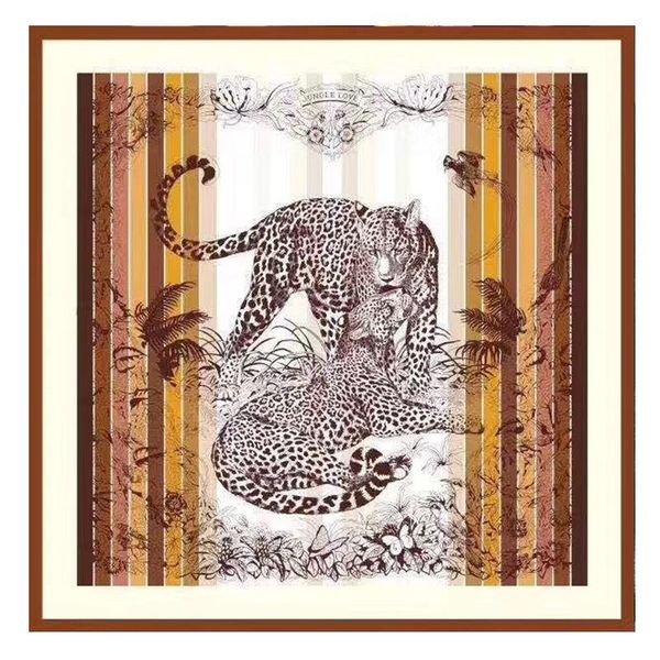 

scarves pobing 100% real twill silk scarf women leopard print square wraps hand rolled large foulards femme bandana hijab 90cm, Blue;gray