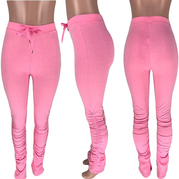 

wholesale stacked leggings women sweatpants fitness jogger pants streetwear solid color sweater ruched pants wide leg pants, White