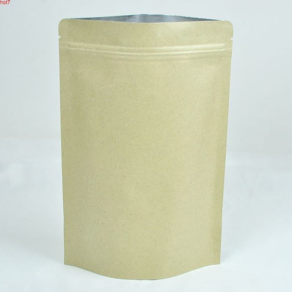 Alta qualidade multi tamanhos 100 pcs erva chá café varejo zip bloqueio saco de armazenamento reclosable papel kraft stand up pascheshigh qty