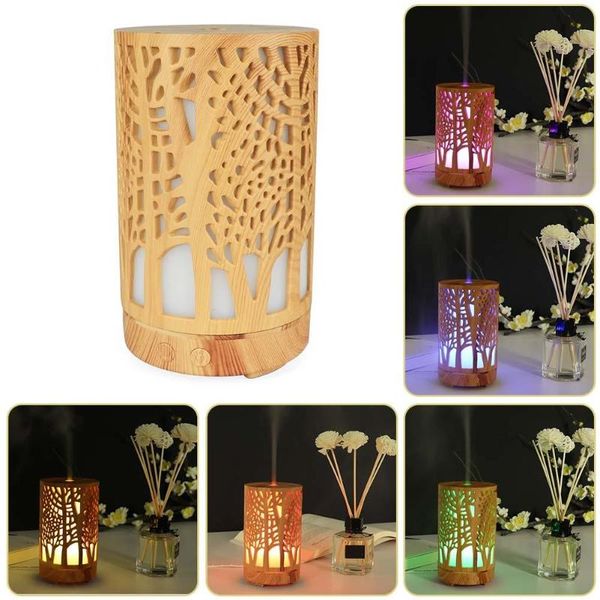 

100ml wood grain aromatherapy air humidifier aroma essential oil diffuser home portable ultrasonic humidifier with night light
