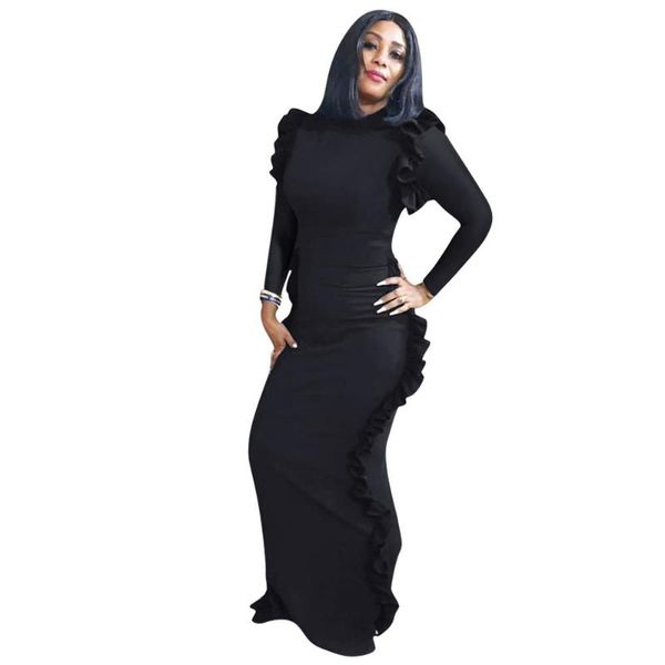 

casual dresses cutubly knitting dress long sleeve night club o neck middle waist 5 colors size 2021 women autumn, Black;gray