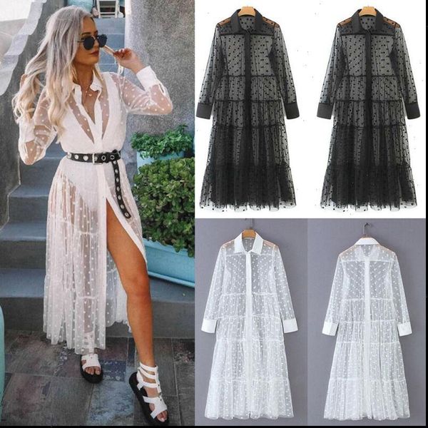

perspective women dresses summer boho maxi dot dress evening long sleeve party beach dresses sundress, Black;gray