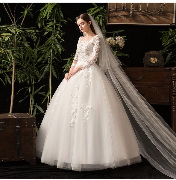 

wedding dress 2022 new bride princess dream french lace hollow master dress, White