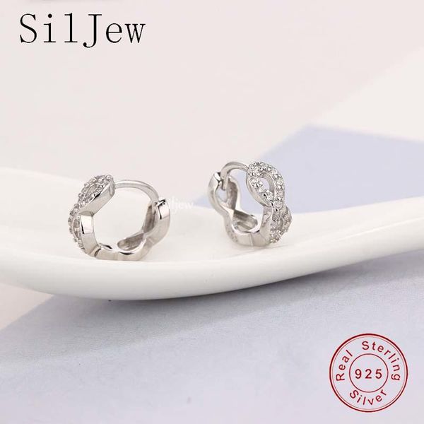 

hoop & huggie genuine 925 sterling silver romantic baroque link zircon ins luxury chain minimlist hip hop punk earrings for women jewelr, Golden;silver