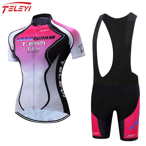 

teleyi summer women cycling jersey mtb jersey 2021 bicycle team cycling shirts short sleeve bike wear summer premium bicycle, Black;blue