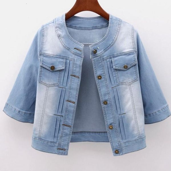 

2021 new ladies denim jackets slim fit jeans coat classical jackets coats half sleeve summer casual women, Black;brown