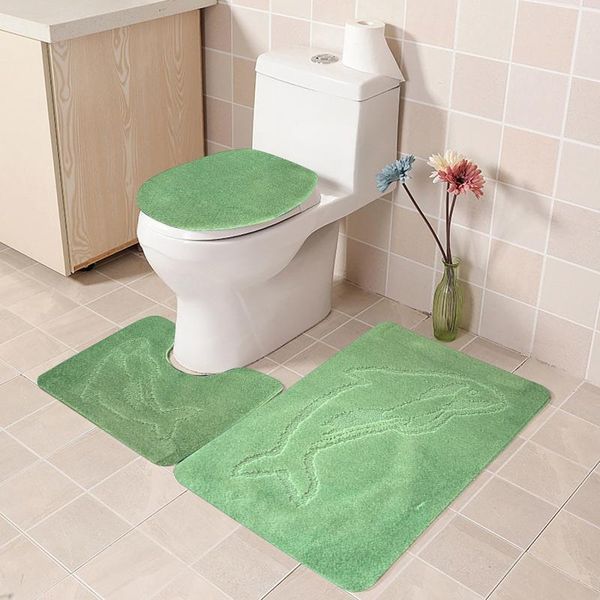 

toilet seat covers 3pcs/set bathroom bath mat set rugs flannel anti slip shower carpets home lid cover room rug floor mats