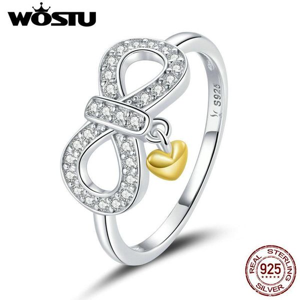 

cluster rings wostu arrival finger 925 sterling silver infinity love sign for women fine engagement jewelry s925 gift fir676, Golden;silver