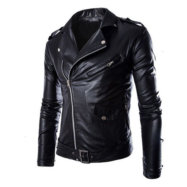 

2021 autumn winter motorcycle fashion moto jackets men slash zipper lapel biker faux leather coat, Black;brown