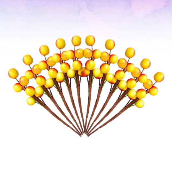 

10pcs diy artificial berry twig beautiful berry cuttings deskvase home decor party ornament (red)