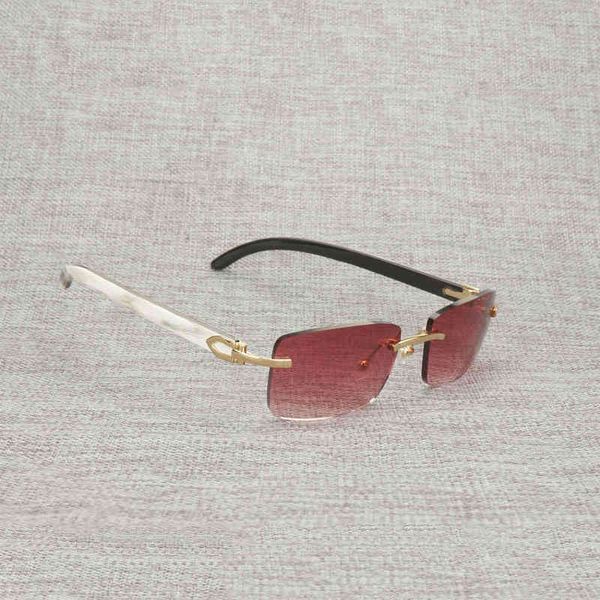 

2022 factory wholesale natural buffalo horn men vintage wood eyewear square rimless frame for women outdoor shades oculos gafas 012n nvx4, White;black