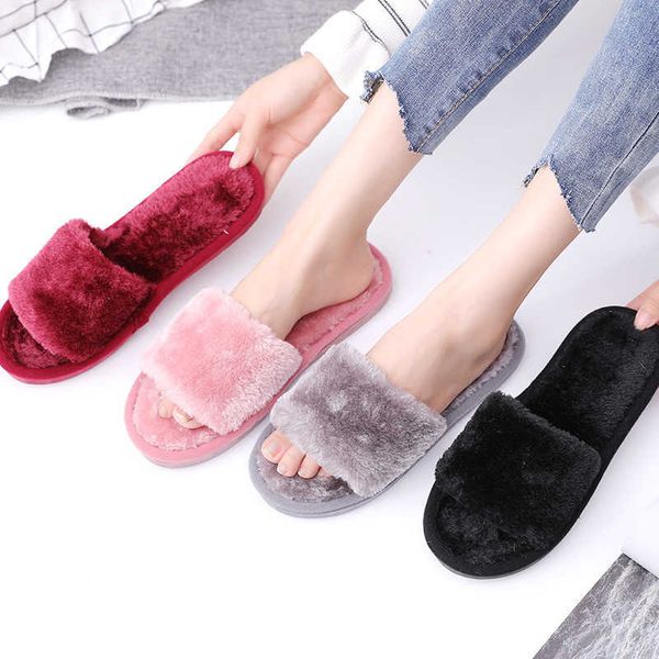 

women's indoor wooden floor warm cotton slippers in autumn and winter, Black