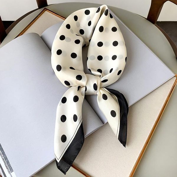 

Sweet Polka Dot Simulation Silk Small Square Women's Neck Scarf Female Spring and Summer Thin Hair Scarf Sunscreen Bandana 212