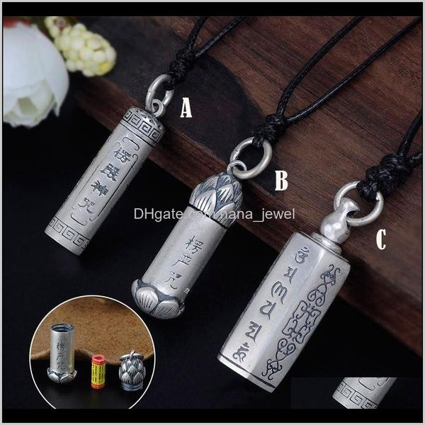 

990 pure sterling silver shurangama mantra buddha tube locket necklace pendant retro buddhist six words mantra amulets storage openabl b1doq