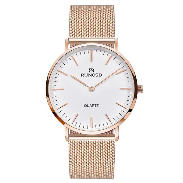 

wristwatches runosd men's watch luxury rose gold thin dial miyota quartz movement sapphire crystal stainless steel 5207gx, Slivery;brown