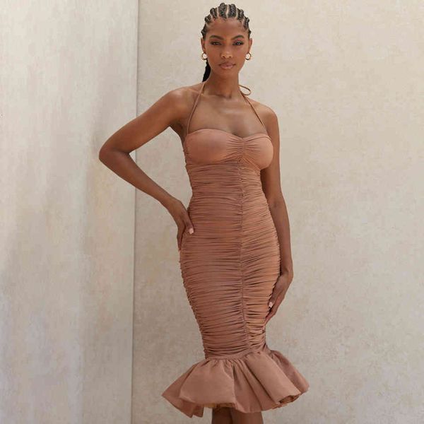 

casual dresses celebrity bandage dress halter woman bodycon elegant fish tail autumn vintage vestios vo88, Black;gray