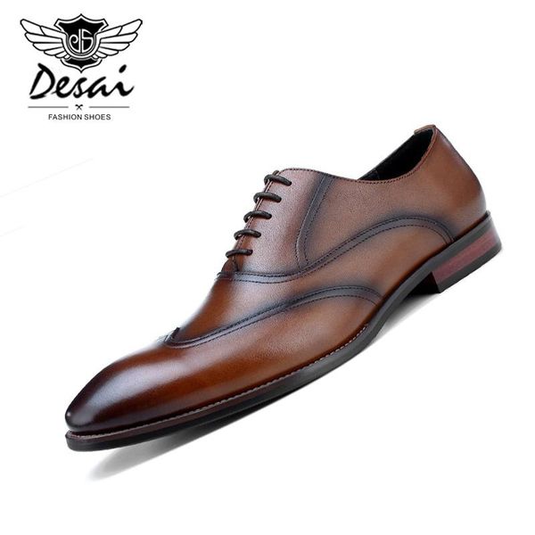 

dress shoes 2021 business men's british carved formal casual handmade genuine leather oxfords men, Black