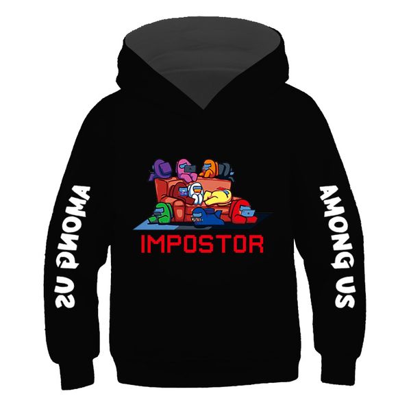 

among us hoodie kids cartoon cotton printed sweatshirt boys girls anime pullover harajuku sudadera game autumn winter pink, Black