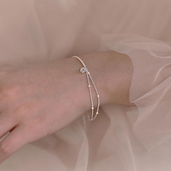 

link, chain star double-layer bracelet for women original korean fashion trendy student girl jewelry boyulige, Black