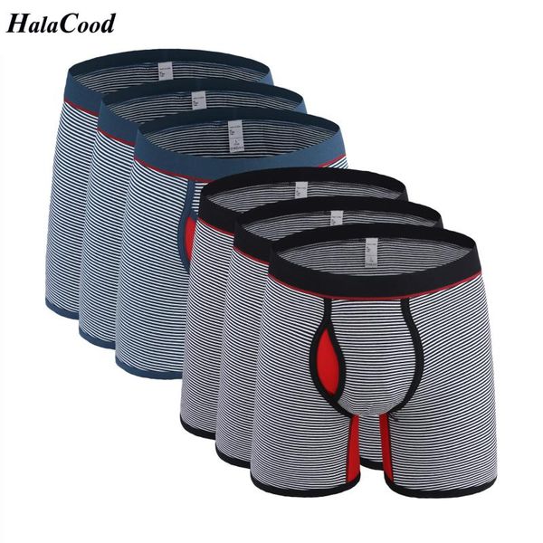

underpants 6pcs/lot long boxer shorts panties man underwear men natural cotton comfortable soft brand high quality, Black;white