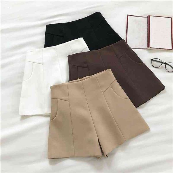 

casual sweet solid summer straight womens short korean high waist mini a line chic, White;black