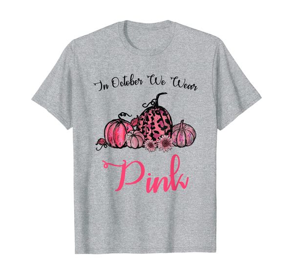 

in october we wear pink pumpkin breast cancer awareness t-shirt, White;black