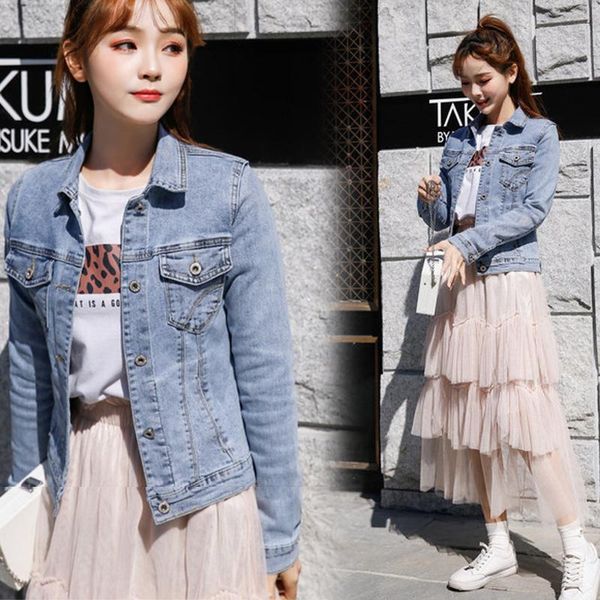 

women's jackets female student casual fashion jacket xl ladies spring and autumn slim stretch denim, Black;brown