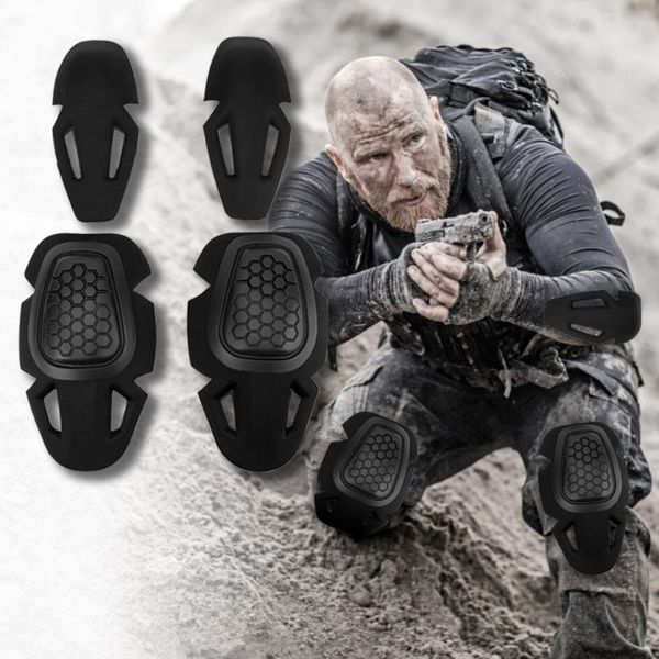 

elbow & knee pads tactical support pad military paintball protection set pants trousers accessory hunting safety gear for man, Black;gray