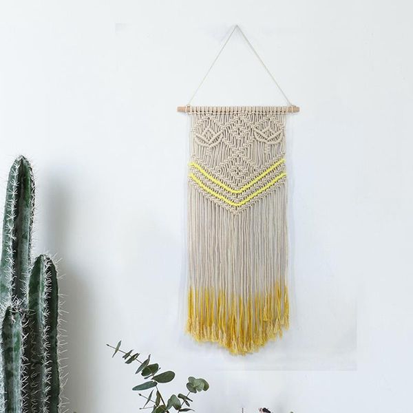 

tapestries bohemian chic woven macrame wall hanging decor handmade tapestry with tassel boho art ornament for home party