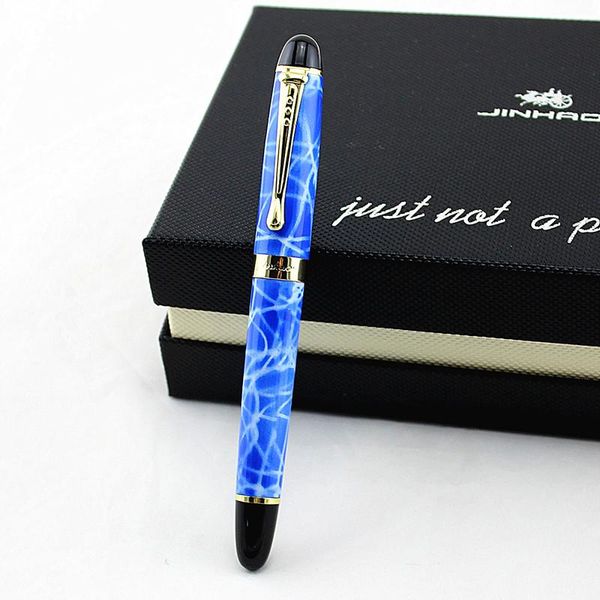 

gel pens jinhao 450 metal ballpoint pen high-end blue gold 0.7mm black ink business signature with gift box writing stationery