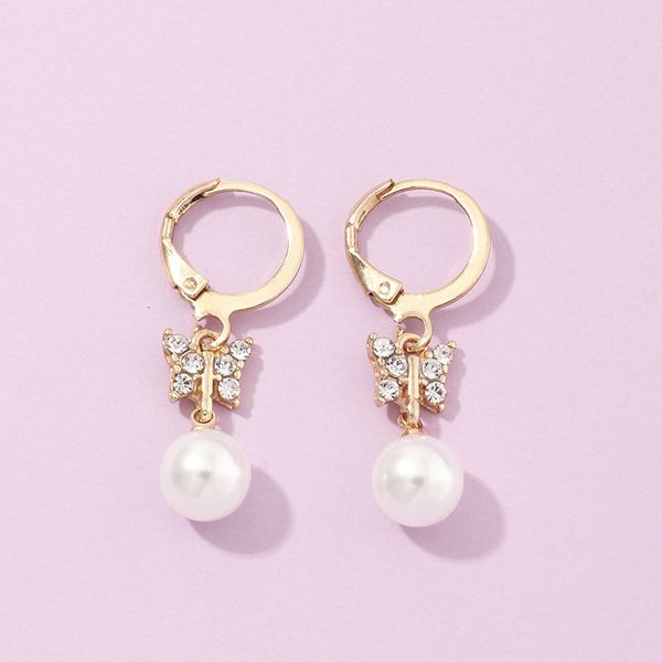 

ez1884 jewelry romantic temperament diamond butterfly versatile pearl earrings female, Silver