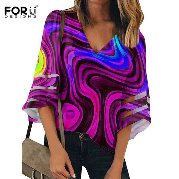 

women's blouses & shirts forudesigns colors prints female blouse flared sleeve chiffon for women summer autumn fashion larg, White