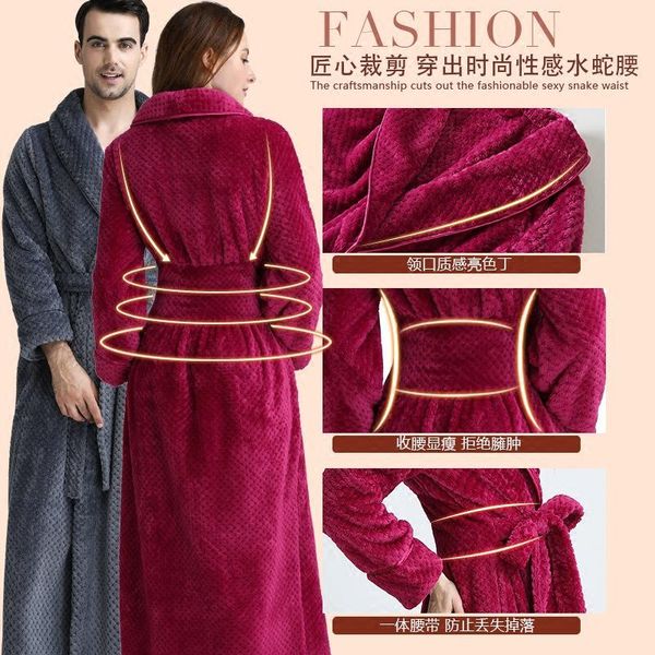

towel bathrobe ladies couple waist coral velvet long thickened flannel nightgown men bath wholesale bathroom towels