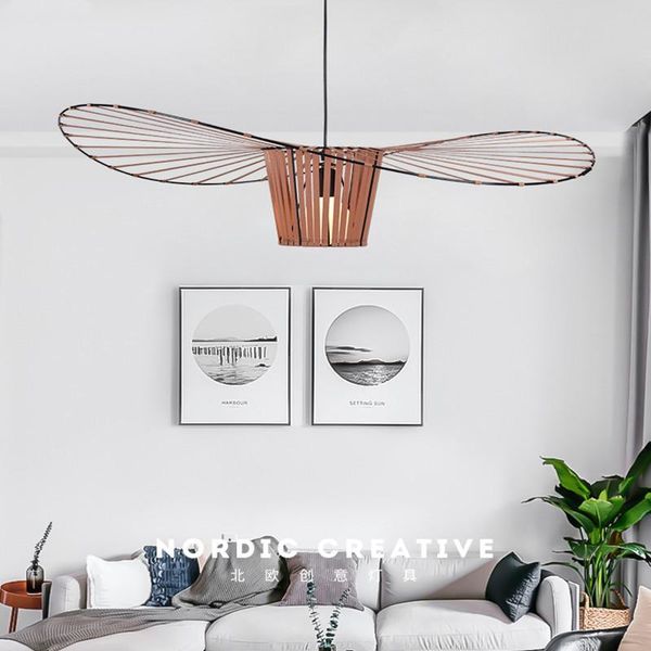 

nordic led design straw hat fiber e27 decorative pendant lights for living wedding party restaurant fiberglass hanging lights