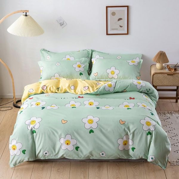 

bedding sets 2021 cute kids white yellow comforter set cartoon kawaii king  twin size bed linen duvet cover luxury cats