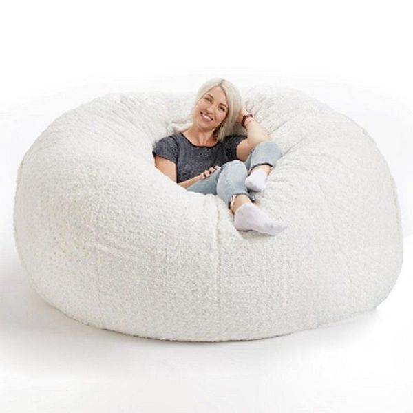 

camp furniture drop soft fluffy wool fur beanbag large cashmere fleece living room lazy sofa party festival floor seat