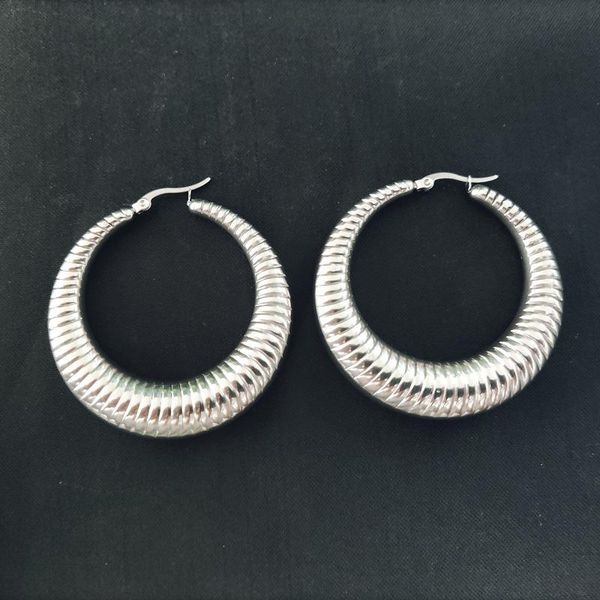

hoop & huggie exaggeration polished smooth 50mm big earrings stainless steel hypoallergenic material ear ring party lover gift oval for wome, Golden;silver