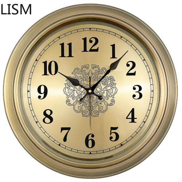 

wall clocks luxury metal clock living room nordic retro silent american antique gold decorations