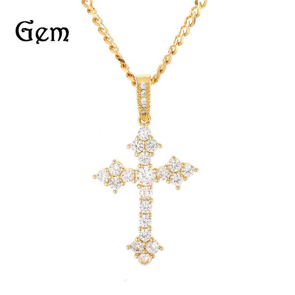 

new hip hop men's claw set zircon cross zircon chain jewelry, Silver