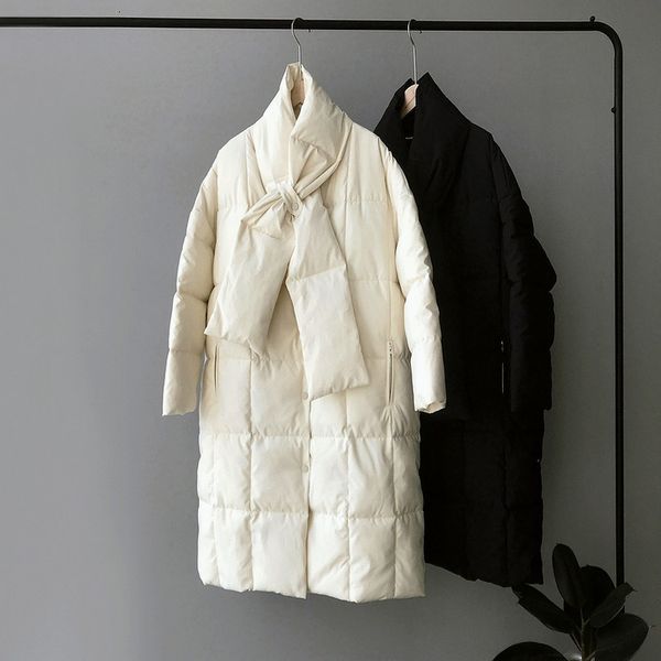 

2021 women winter coats cotton sleeve down with scarf style female coat h1x2, White;black