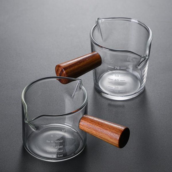 

mugs wooden handle double mouth milk cup coffee glass italian measuring