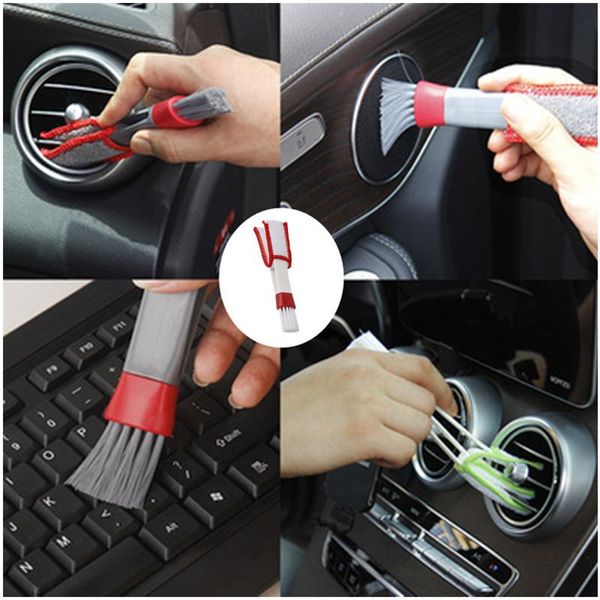 

car sponge double ended air conditioner vent slit paint clean brush multifunction blinds keyboard duster interior cleaning tools