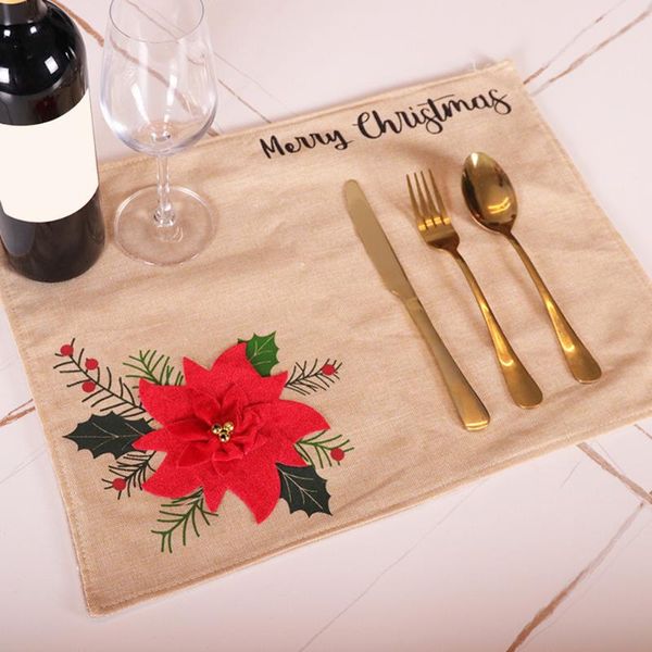 

mats & pads 1pc christmas heatproof cloth kitchen decoration placemat elk tree table mat for