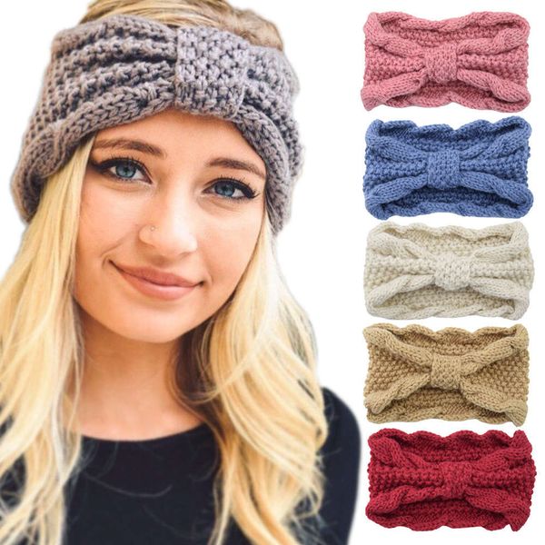 

twist butterfly headband warm hoop wool knitted headband, Black;brown